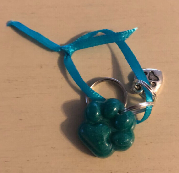 Adorable Dog Collar Charms Blue Paw & Silver Heart Love My Dog Paw Print (NEW)