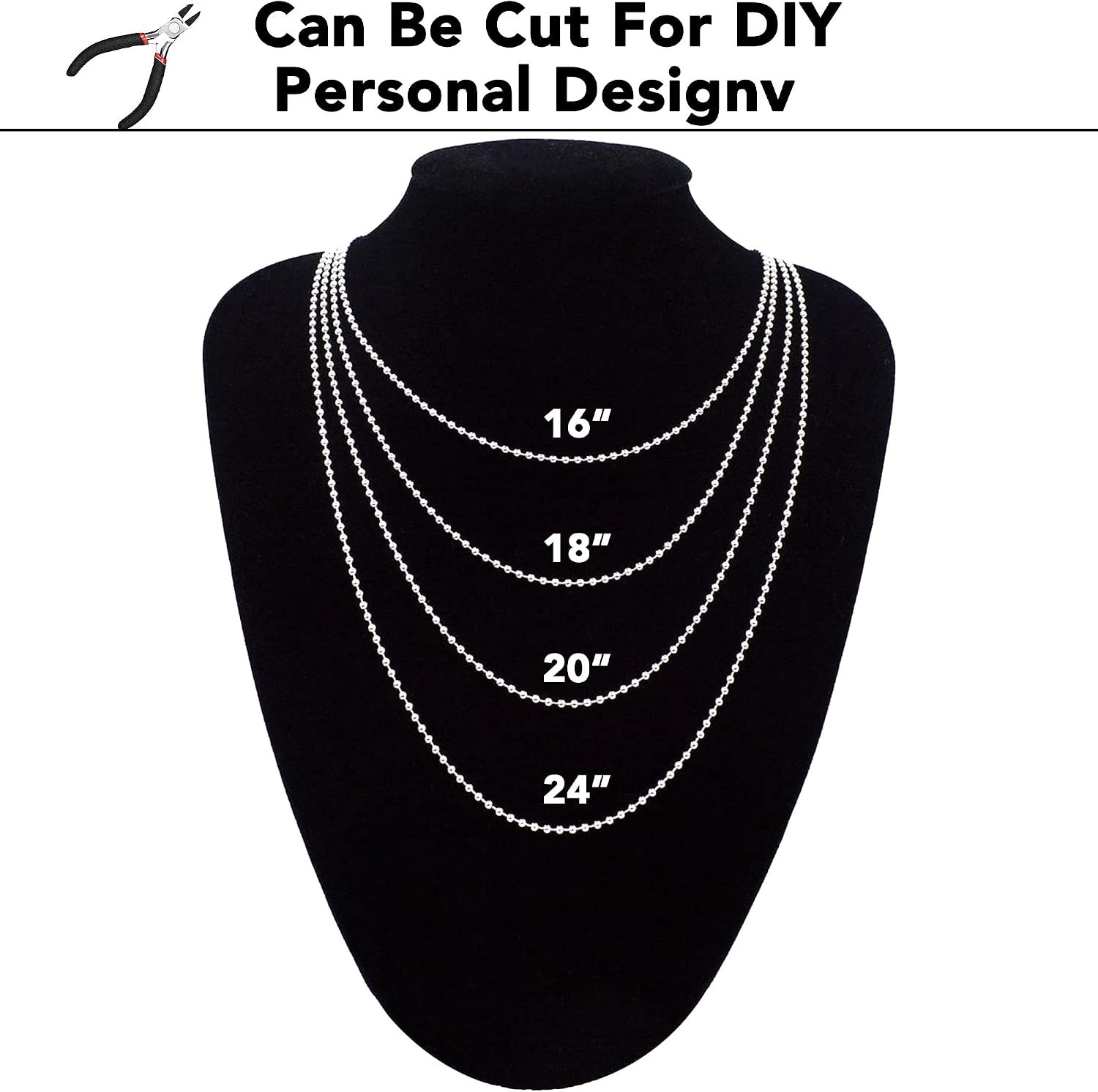 Craft Your Style: 50-Pack of 24” Long Beaded Necklace Chains for Jewelry Making