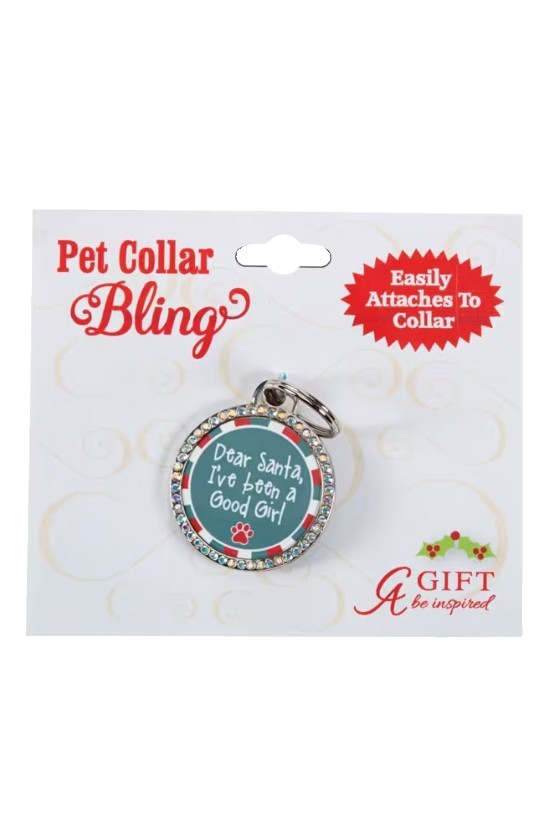 “DEAR SANTA, I’VE BEEN A GOOD GIRL” PET TAG 1 Pc Metal Collar Charm Festive