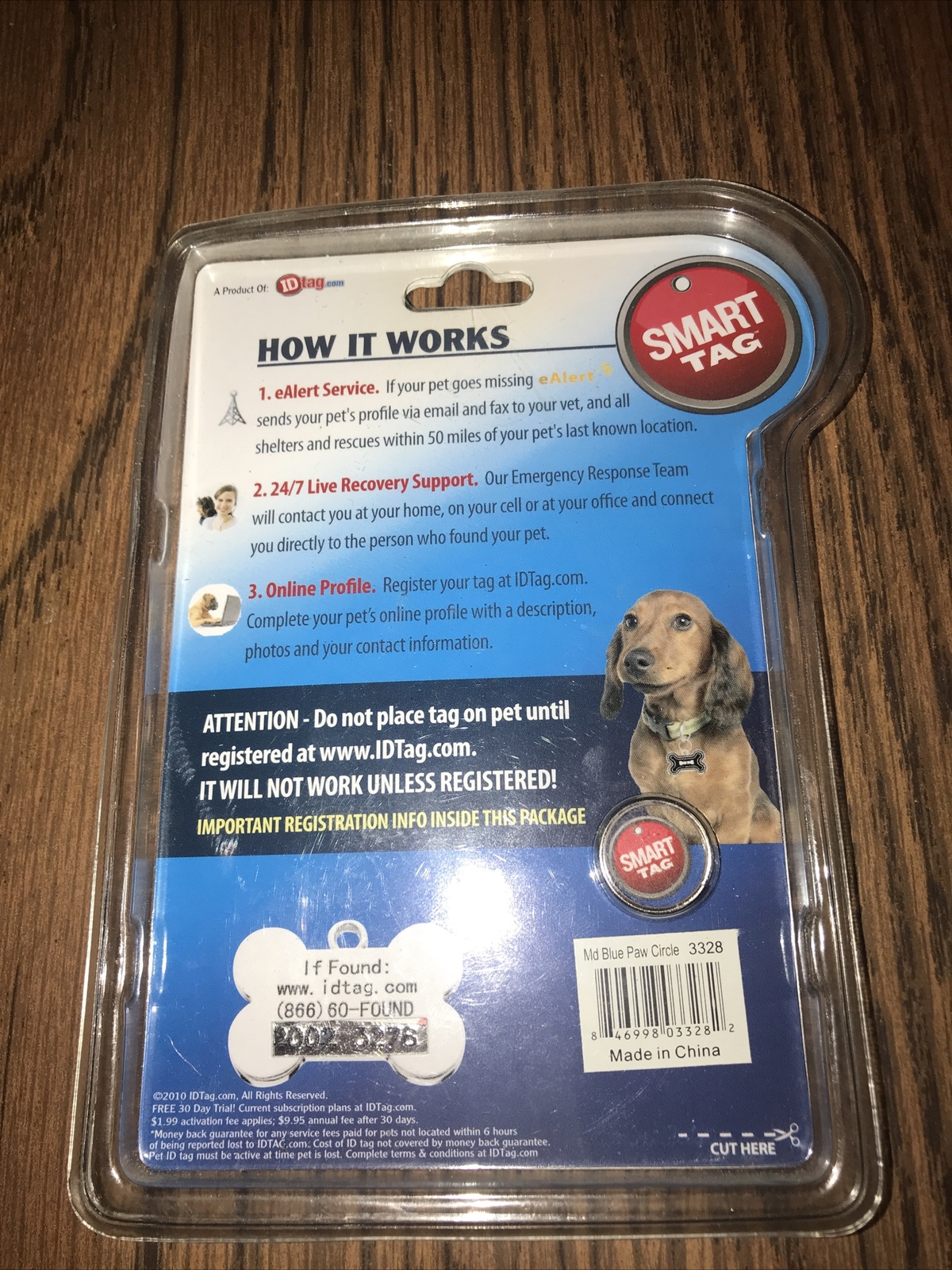 Find Lost Pets Fast!! Smart Tag Pet ID Medium Blue Paw print – New In Package