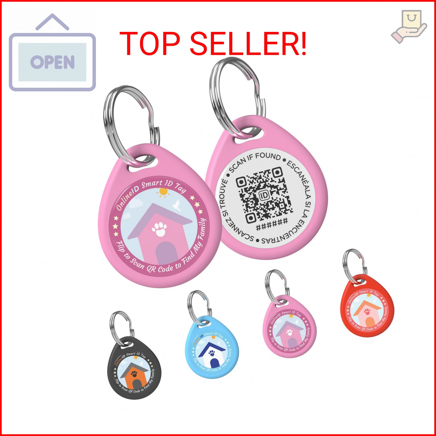 1 Pack Personalized Cat Tags,QR Code Pet ID Tags with Online Profile systerm,Edi