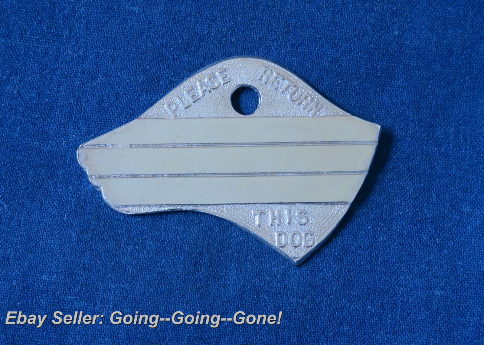 RARE ANTIQUE DOG TAG SHAPED LIKE A DOG’S HEAD DOG COLLAR TAG NICKEL SILVER COOL!
