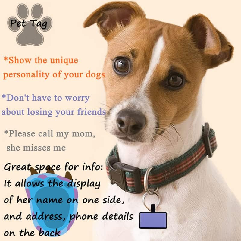 6 Pack Original Silent Square Shape Silicone Pet Tag,Modifiable ID Dog Tags,With