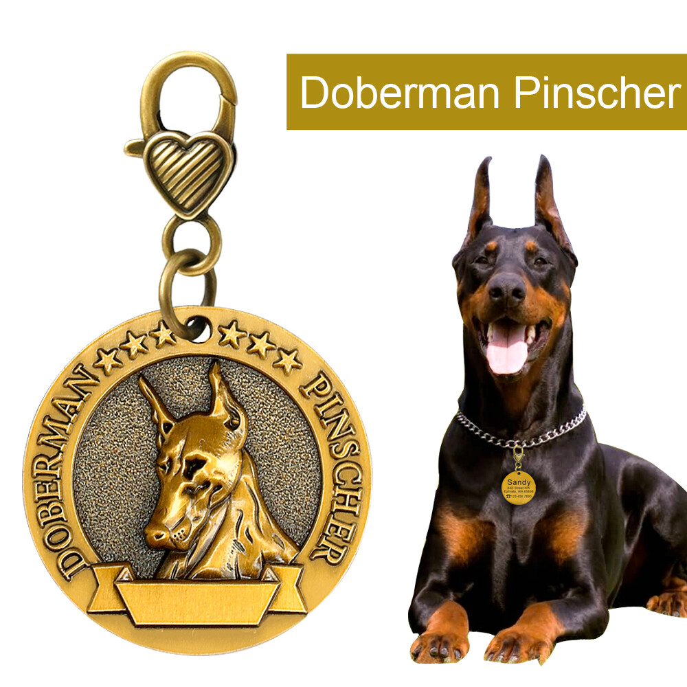 3D Gold Personalized Dog Tags with Breeds Pet Name ID Collar Tag Engraved Free