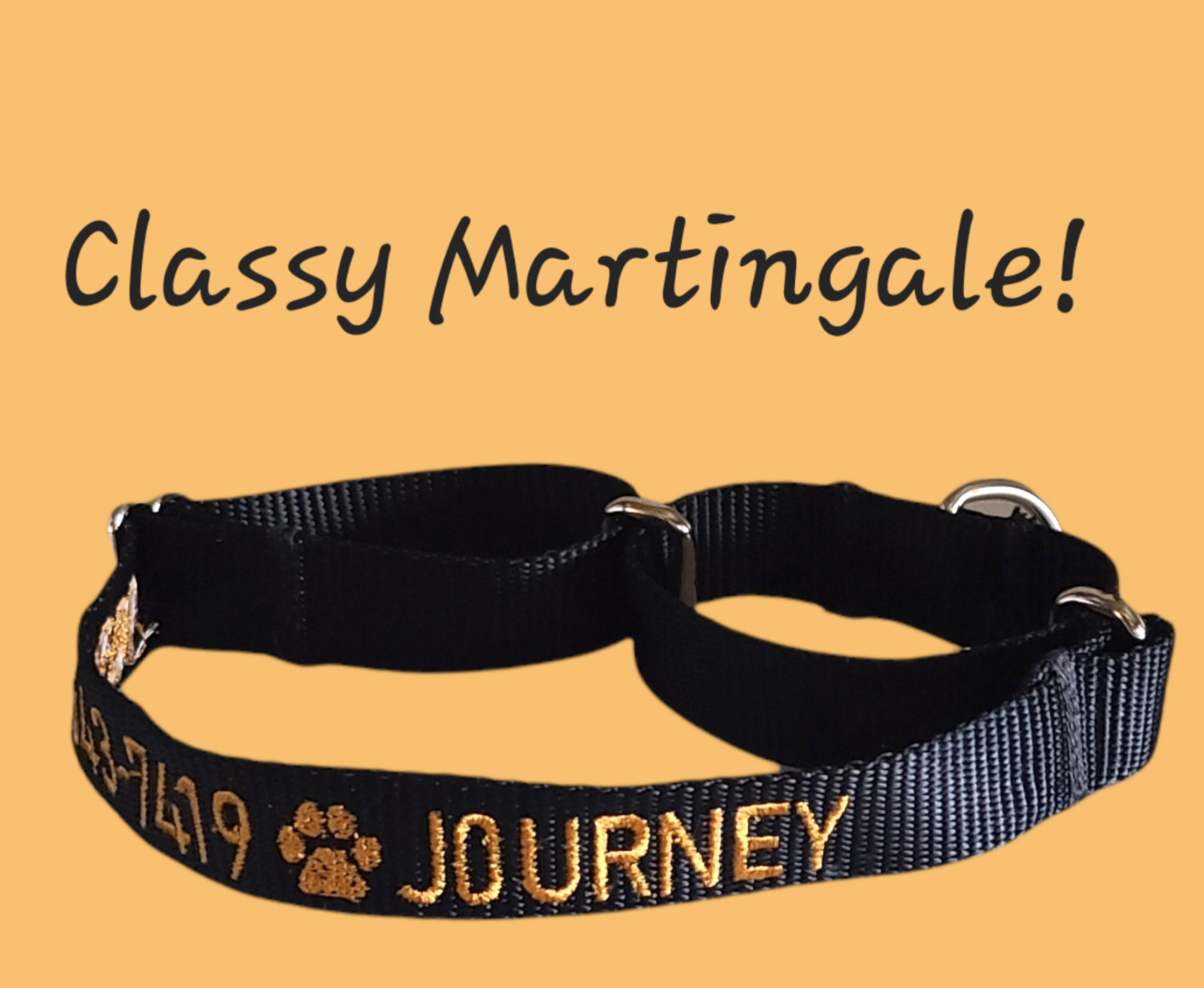 PERSONALIZED Embroidered Martingale Dog Collar Pet ID Tag – Name and Phone!