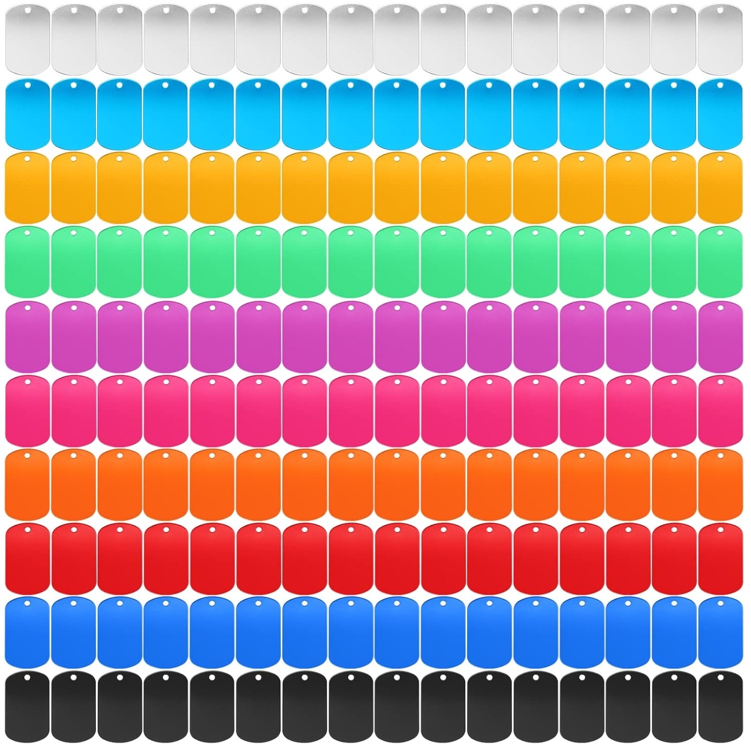 Metal Stamping Blanks, 300 Aluminum Dog Tags, Multicolor