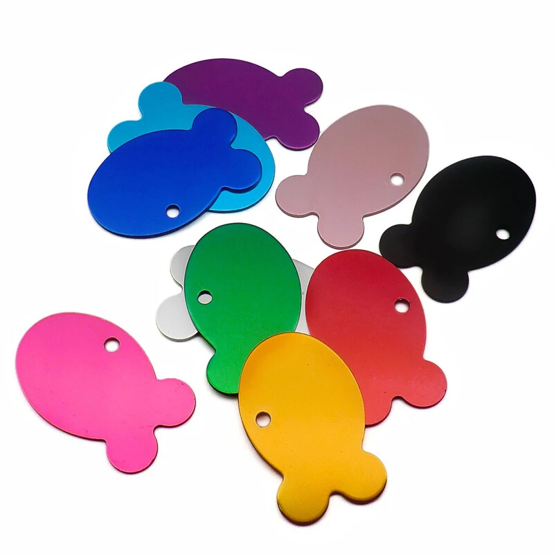 100Pcs Anodizing Aluminum Dog Tag Name Dog ID Tags Collar Customized Engraving