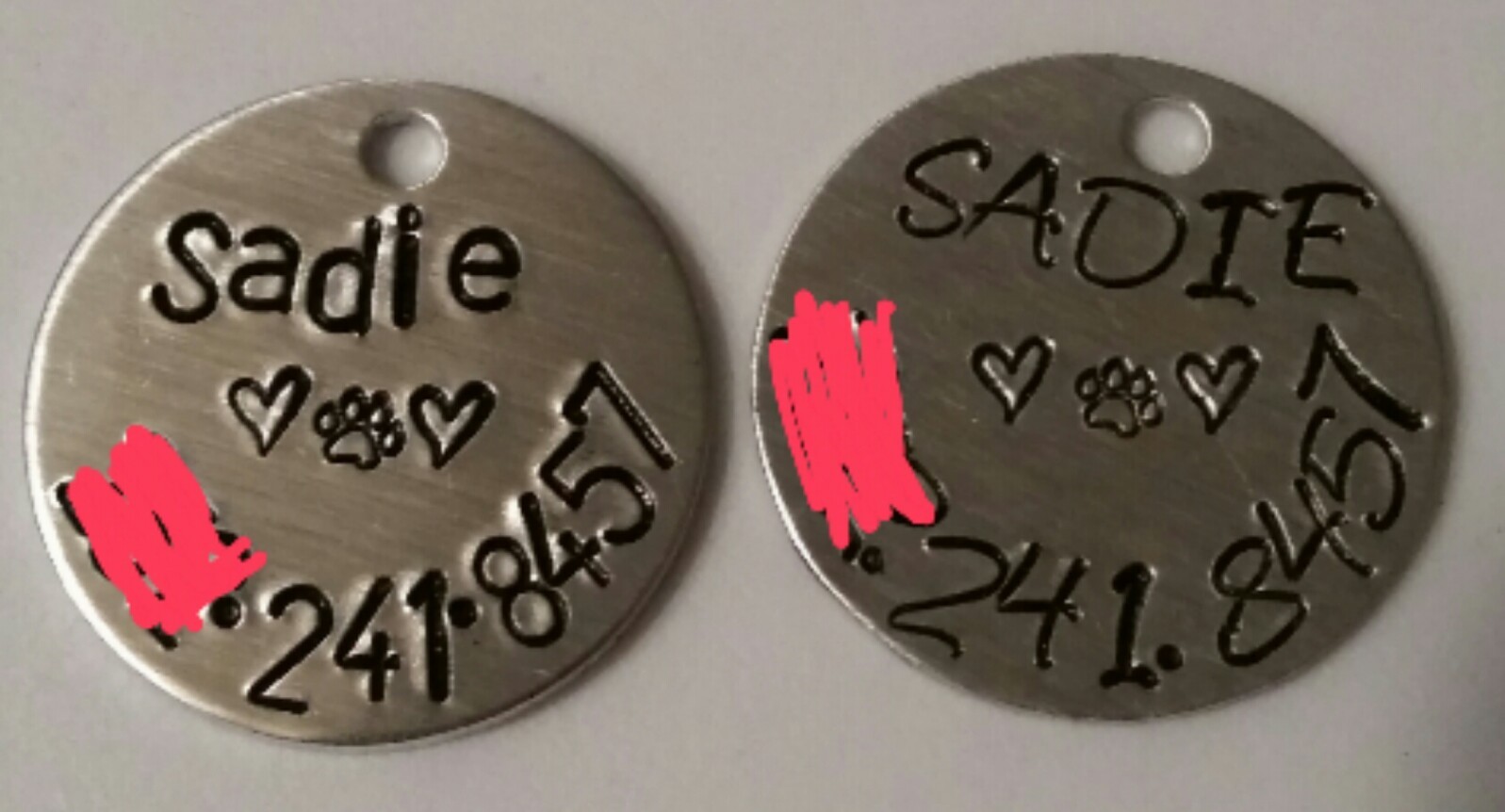 Dog ID Collar Tag Custom Name Number small hand stamped personalized metal cat