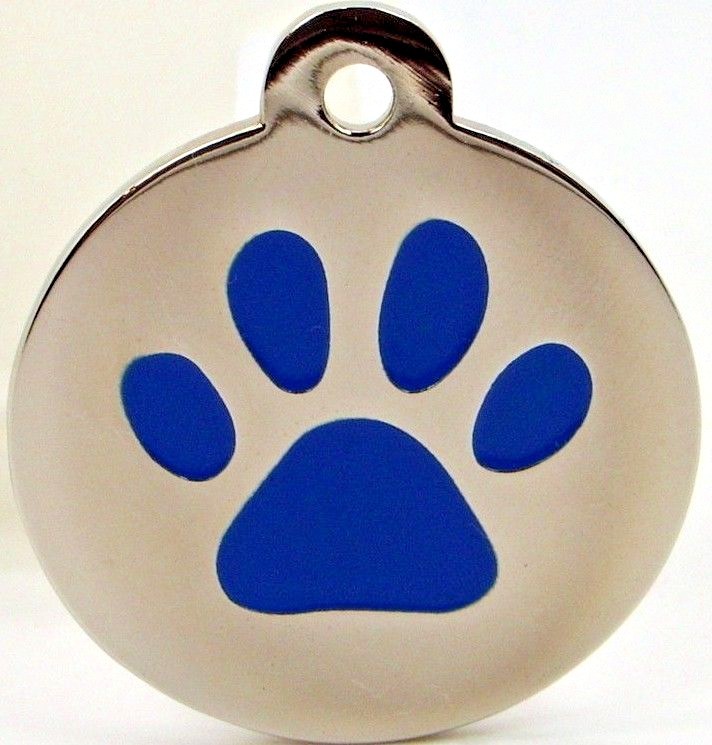 Pet Tags ~ Large & Small Silver Paw Print Engraved Pet Tags