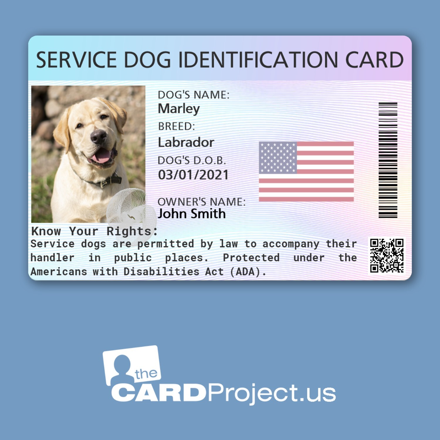 Personalized Service Dog ID Card – Eco-Friendly, Custom Photo, Wallet Size