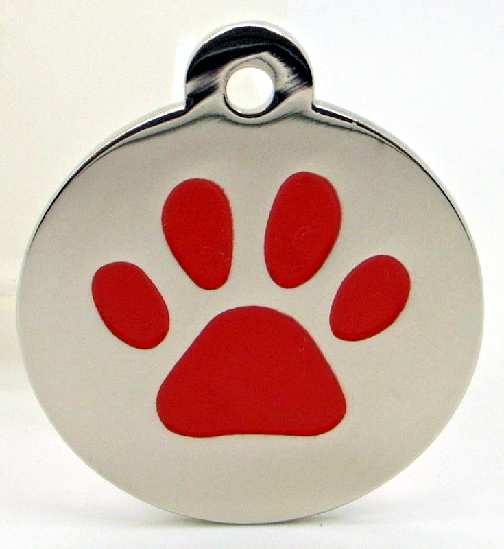 Pet Tags ~ Large & Small Silver Paw Print Engraved Pet Tags