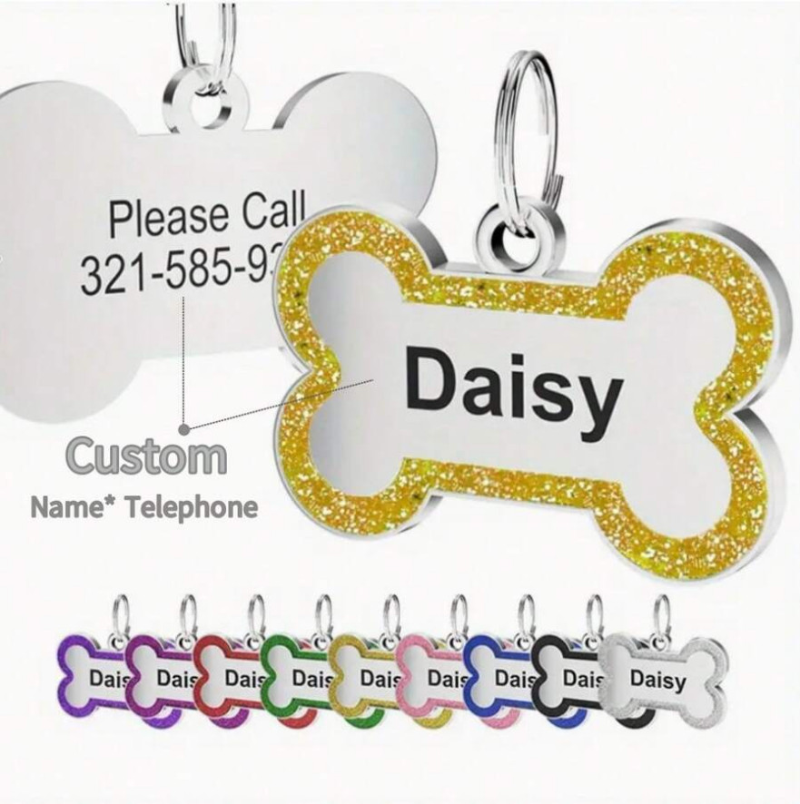 Bone Shape Custom Dog Tags Engraved Pendant Puppy Pet ID Tags Personalized Name