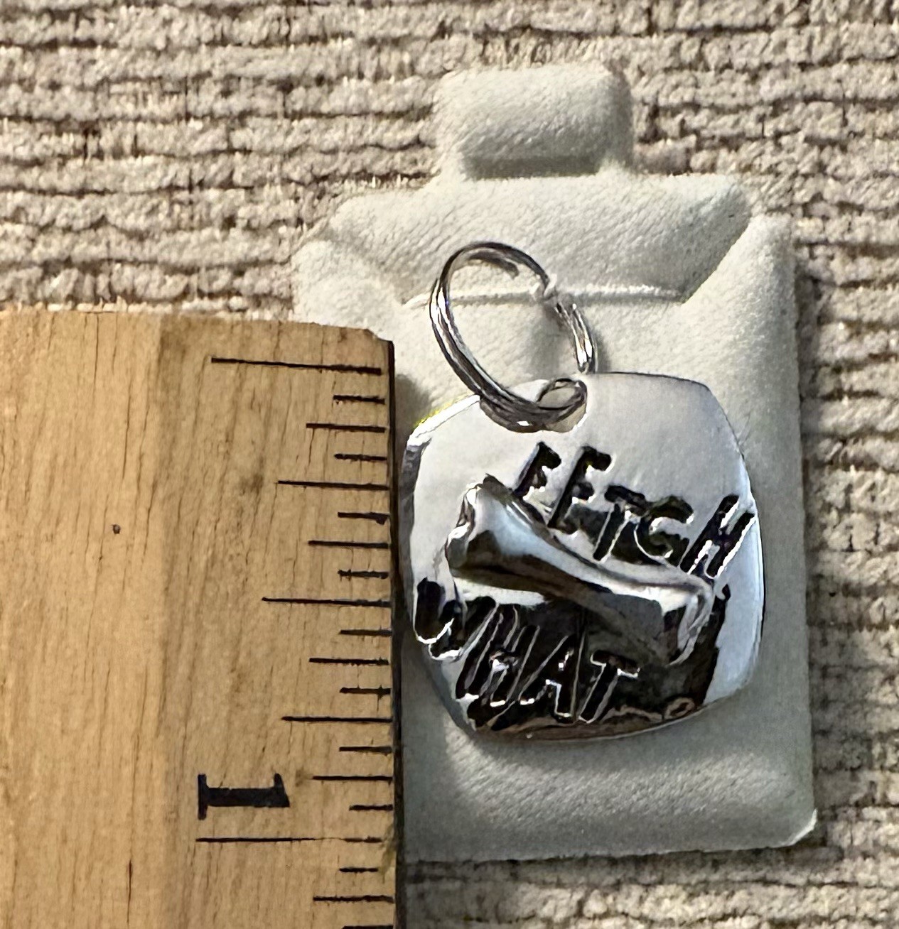 Fetch What? Silver Metal Dog Collar Tag Charm NEW