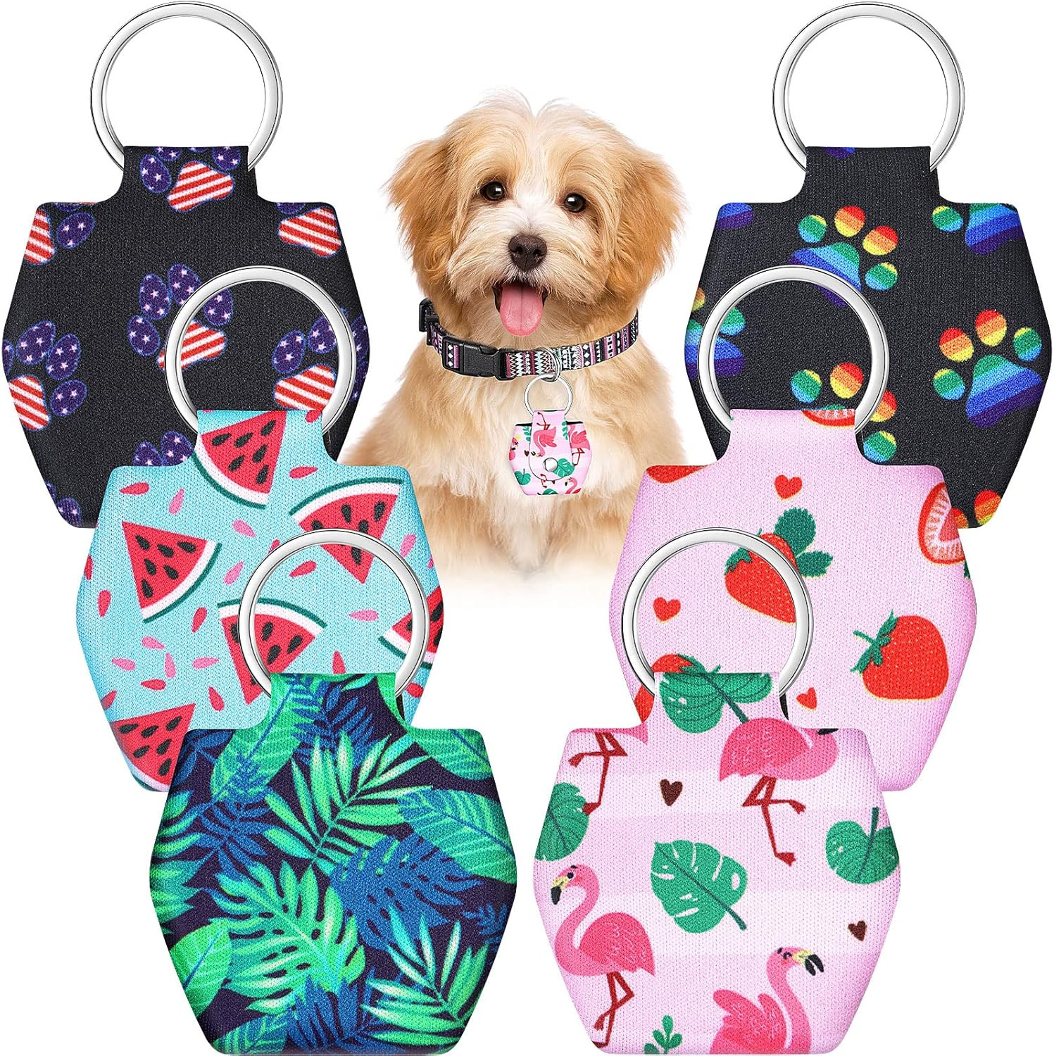 6-Piece Dog Tag Silencer Covers with Rings, Summer Style