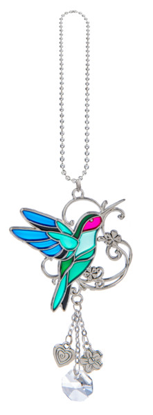 Car Charm -Hummingbird Stain glass look