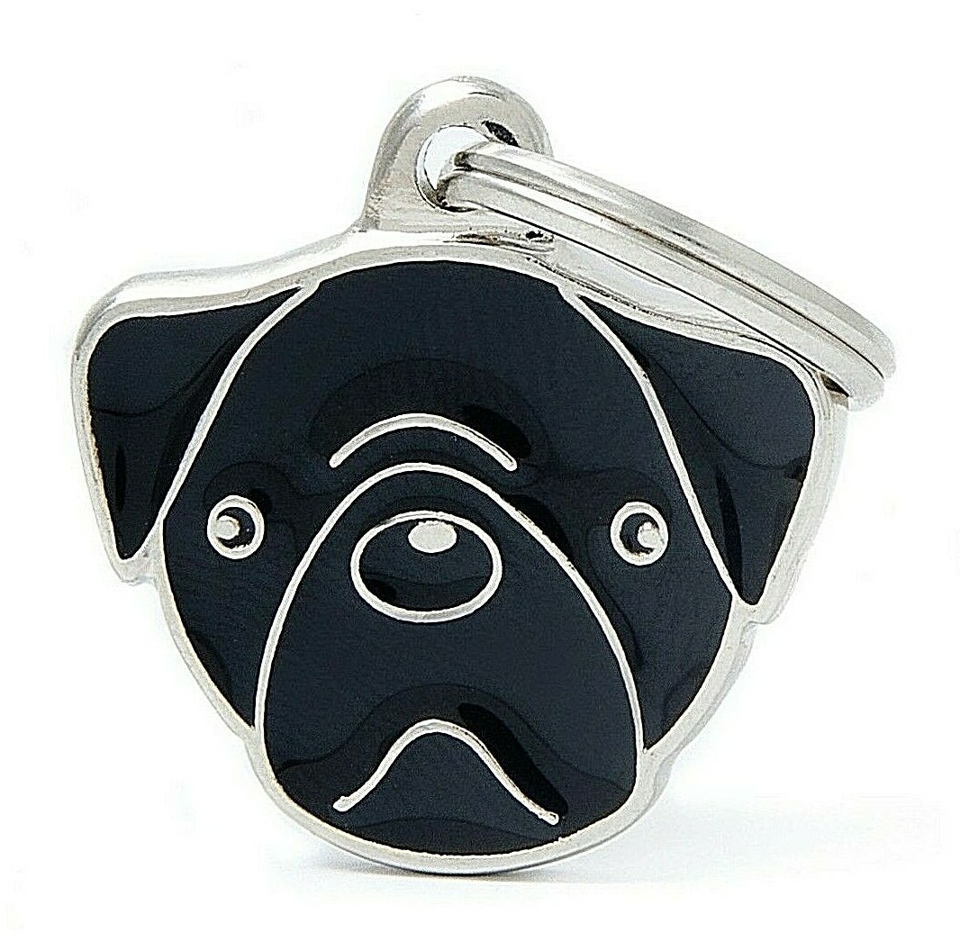 Pug Dog ID Tag (18) – Engraved FREE – Personalised Identity – Charm – Keyring
