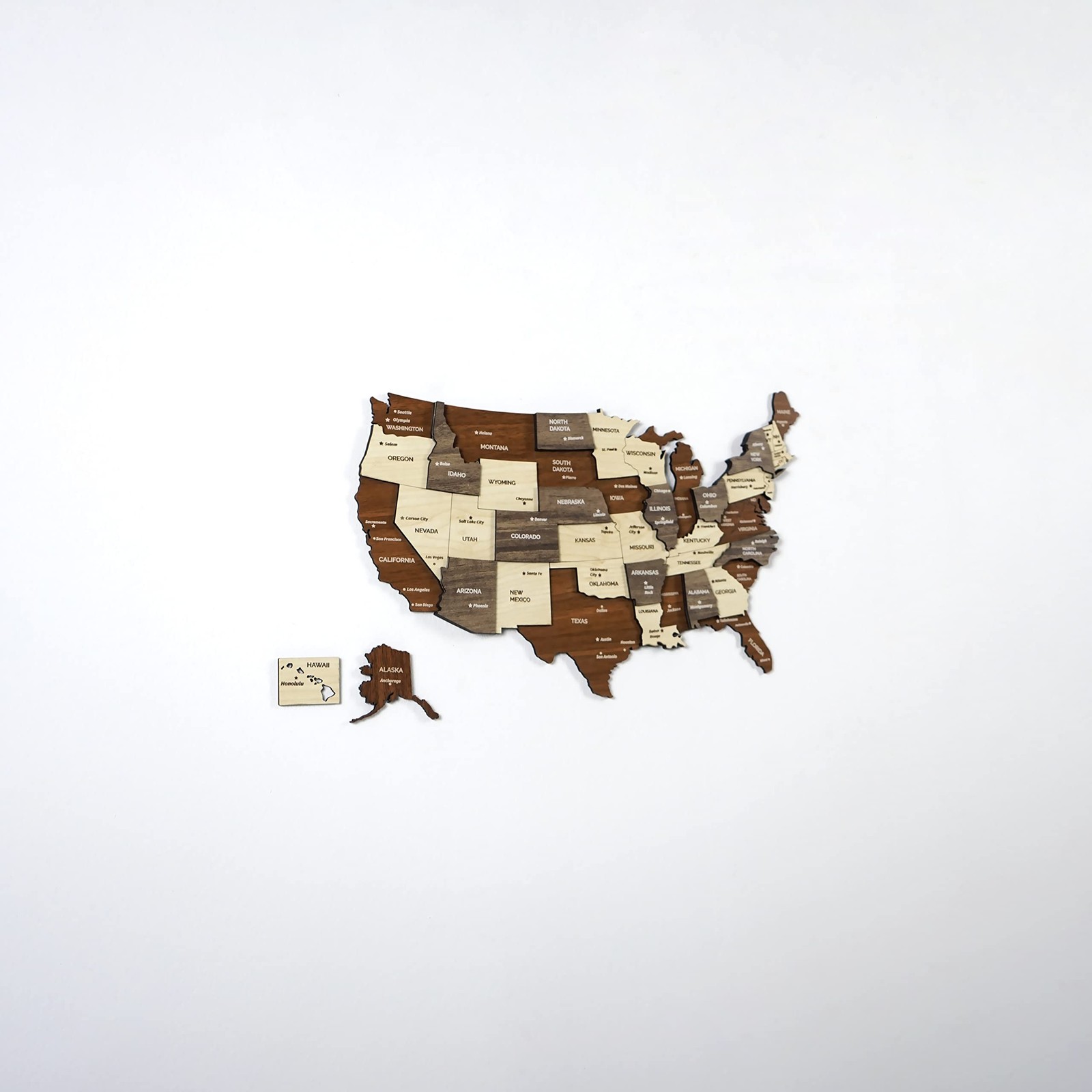 Colorfull Worlds 3D Wooden USA Wall Art, Gift for American Friend, United Sta…