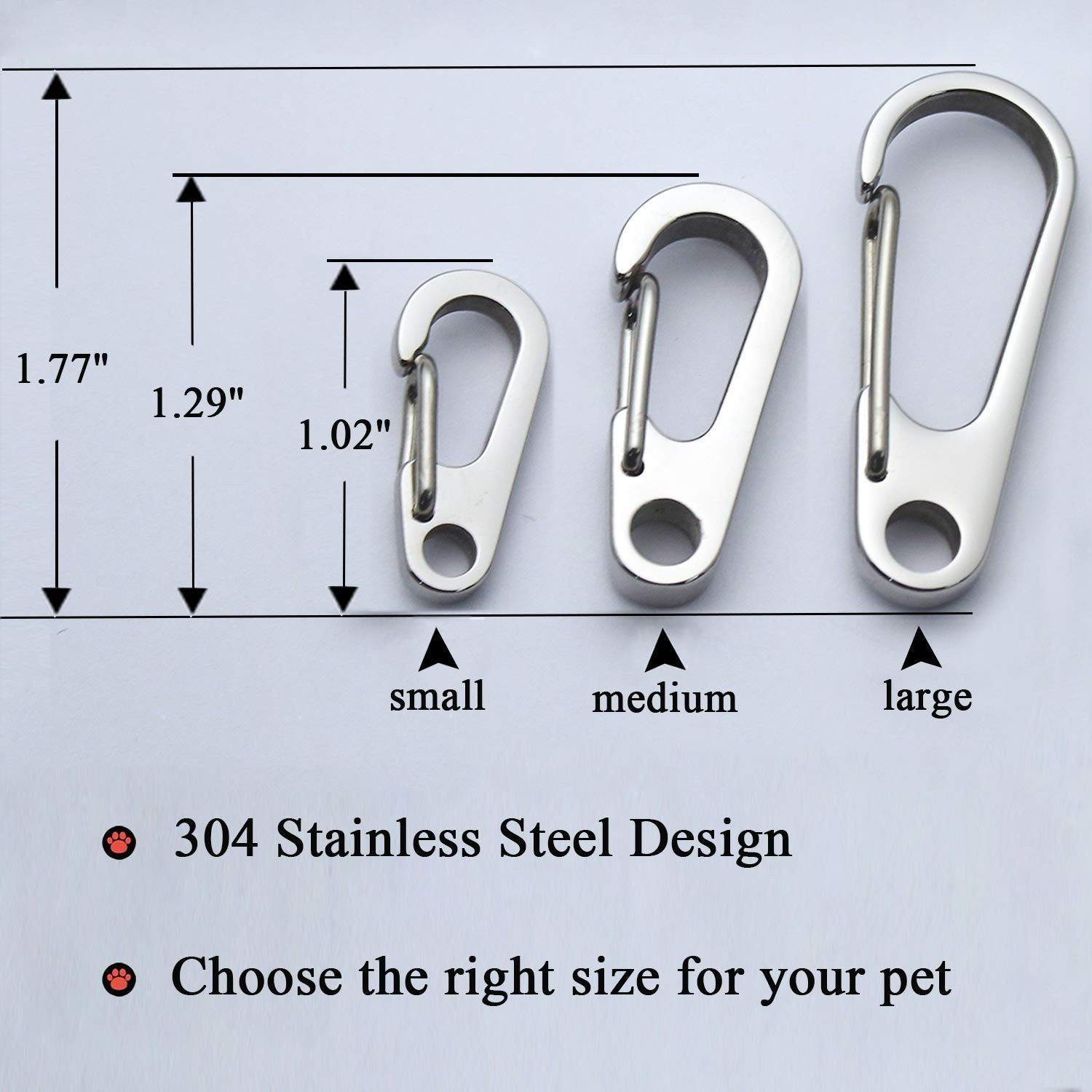 IVIA PET Dog Tag Clips / 2 Pack/Multiple Size 304 Stainless Steel Quick Clip …