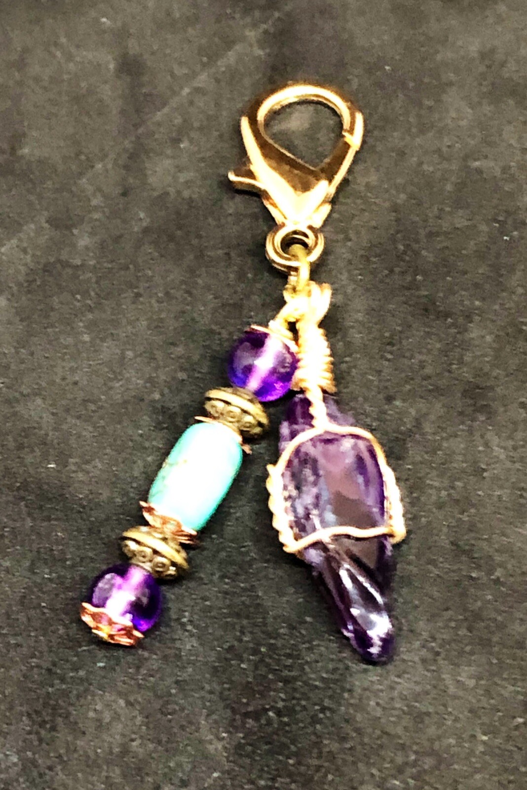 Amethyst & Turquoise Healing Pet Charm, Crystal Pet Charm, Protection Pet Charm,