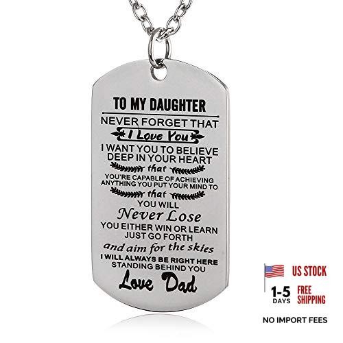 Christian Scripture Religious Dog Tag Never forget dad to daughter