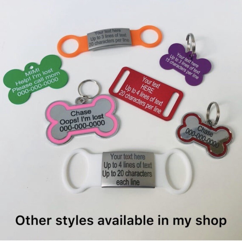 Personalized Cat ID Tag Small Custom Engraved Pet ID Tag Cat Collars Cat shape