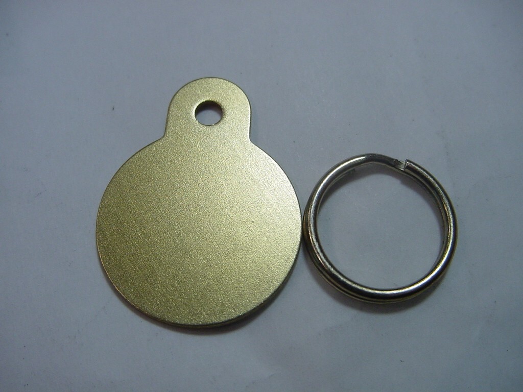 NEW – LOT OF 2 – ENGRAVABLE PET I.D. TAG LUGGAGE TAG – GOLD ROUND