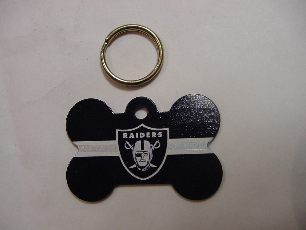 NEW – LOT OF 2 – ENGRAVABLE PET I.D. TAG LUGGAGE TAG – LAS VEGAS RAIDERS