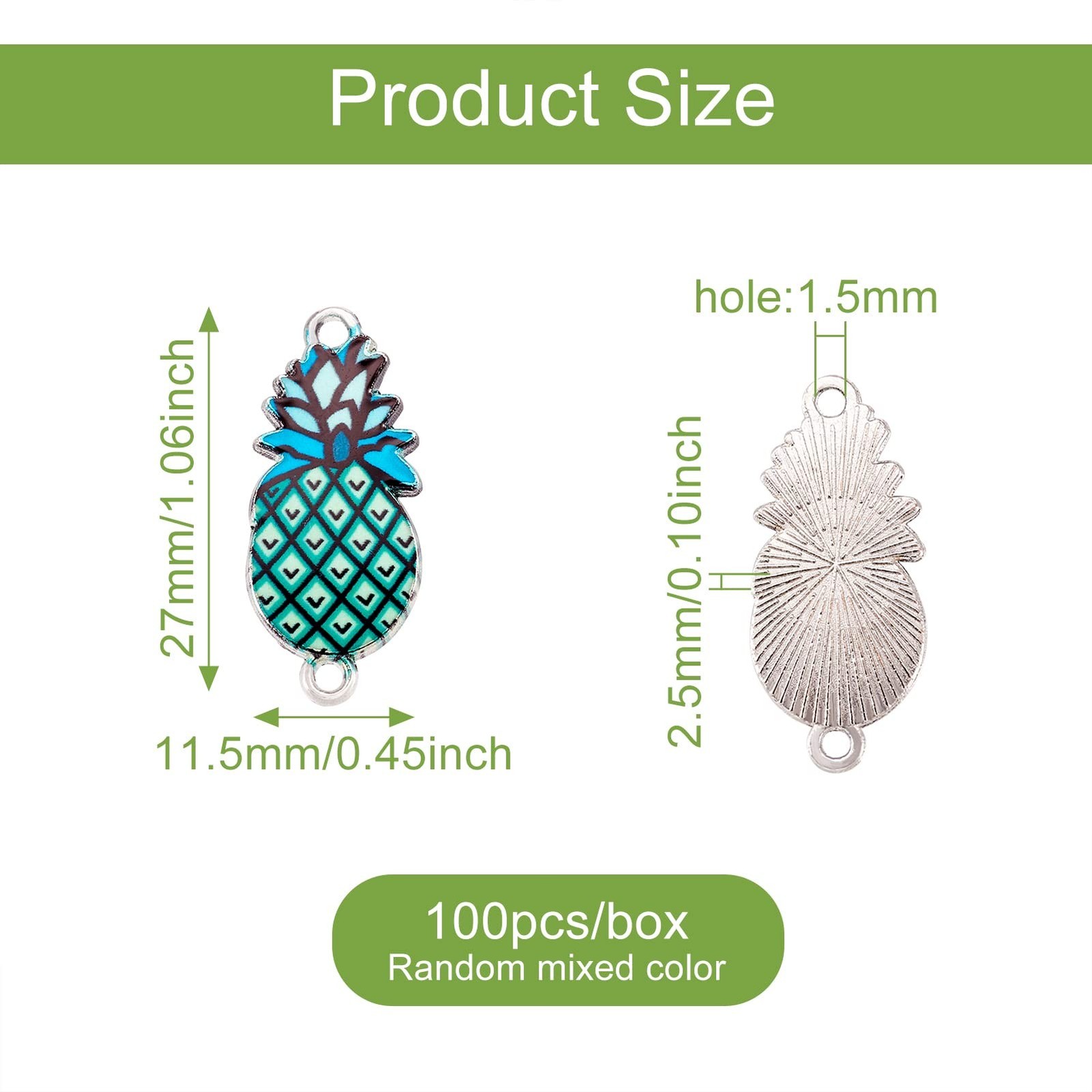 FASHEWELRY 100Pcs Alloy Pineapple Enamel Connector Charms Metal Fruits Link C…