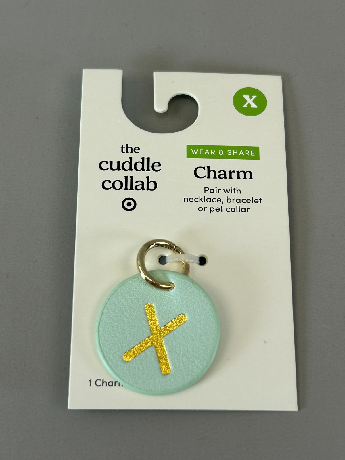 “X” Monogram The Cuddle Collab Wear Share Letter Charm Faux Leather Blue Aqua