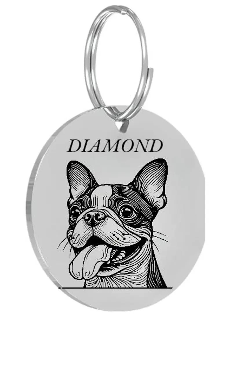 BOSTON TERRIER Pet ID Tags Dog Tags Personalized Front and Back Engraving…