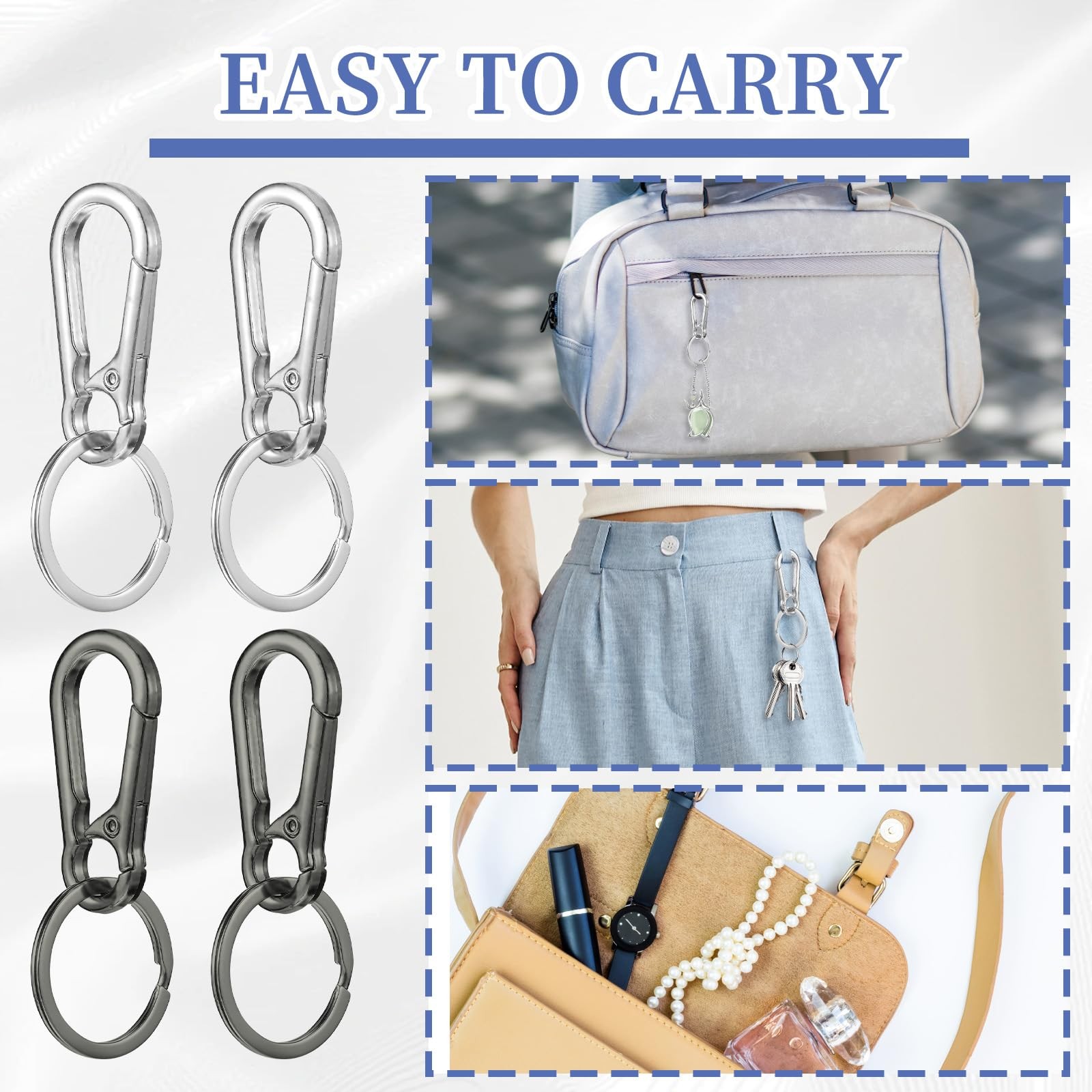 Heavy Duty Dog Tag Clip 4 PCS Mini Carabiner for Pet Collars Harnesses