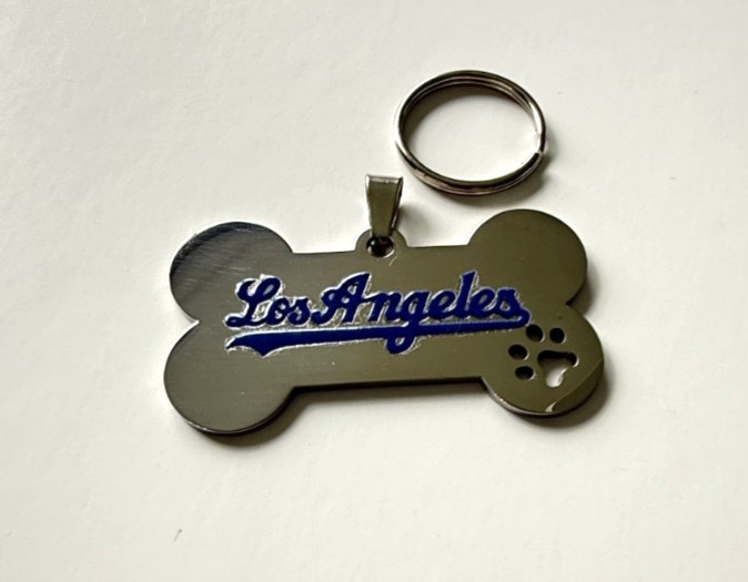 Los Angeles Baseball Dog Tag Handmade Stainless Steel Dog Collar Tag