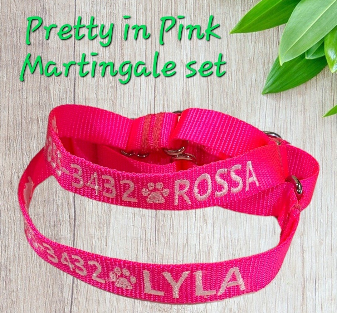 PERSONALIZED Embroidered Martingale Dog Collar Pet ID Tag – Name and Phone!