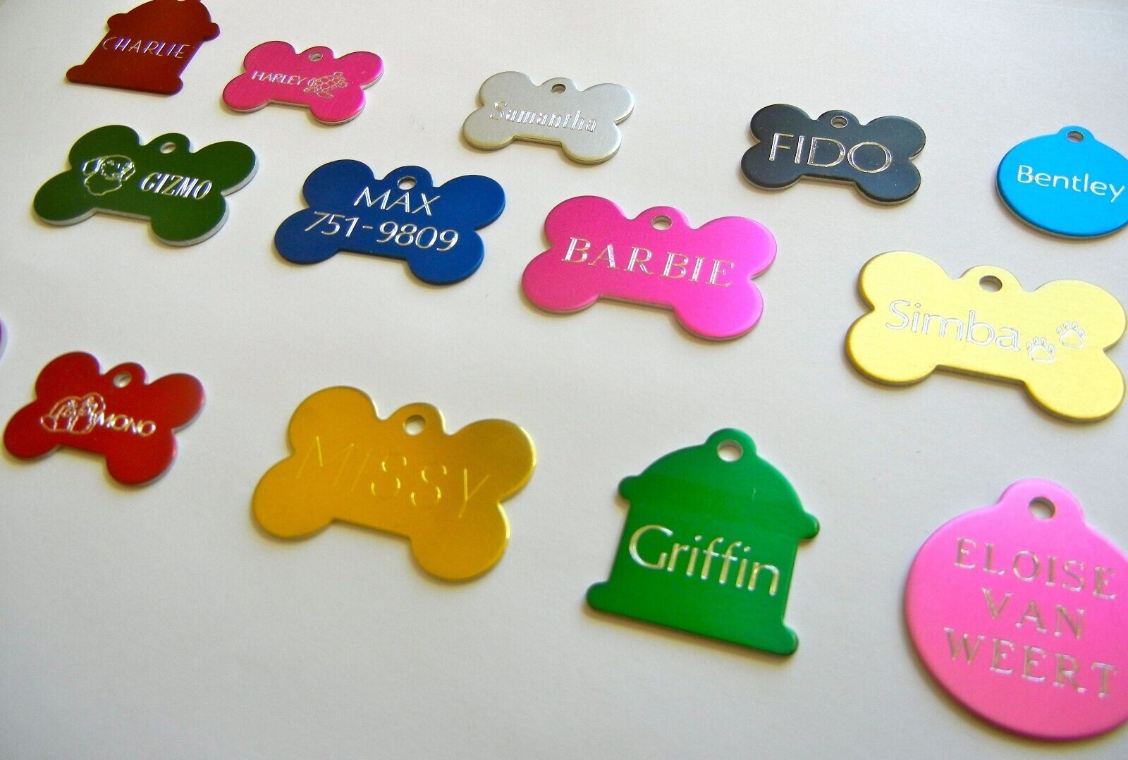 CUSTOM ENGRAVED DOG PET TAG SINGLE SIDE PERSONALIZED ID DOG CAT CHARM TAGS