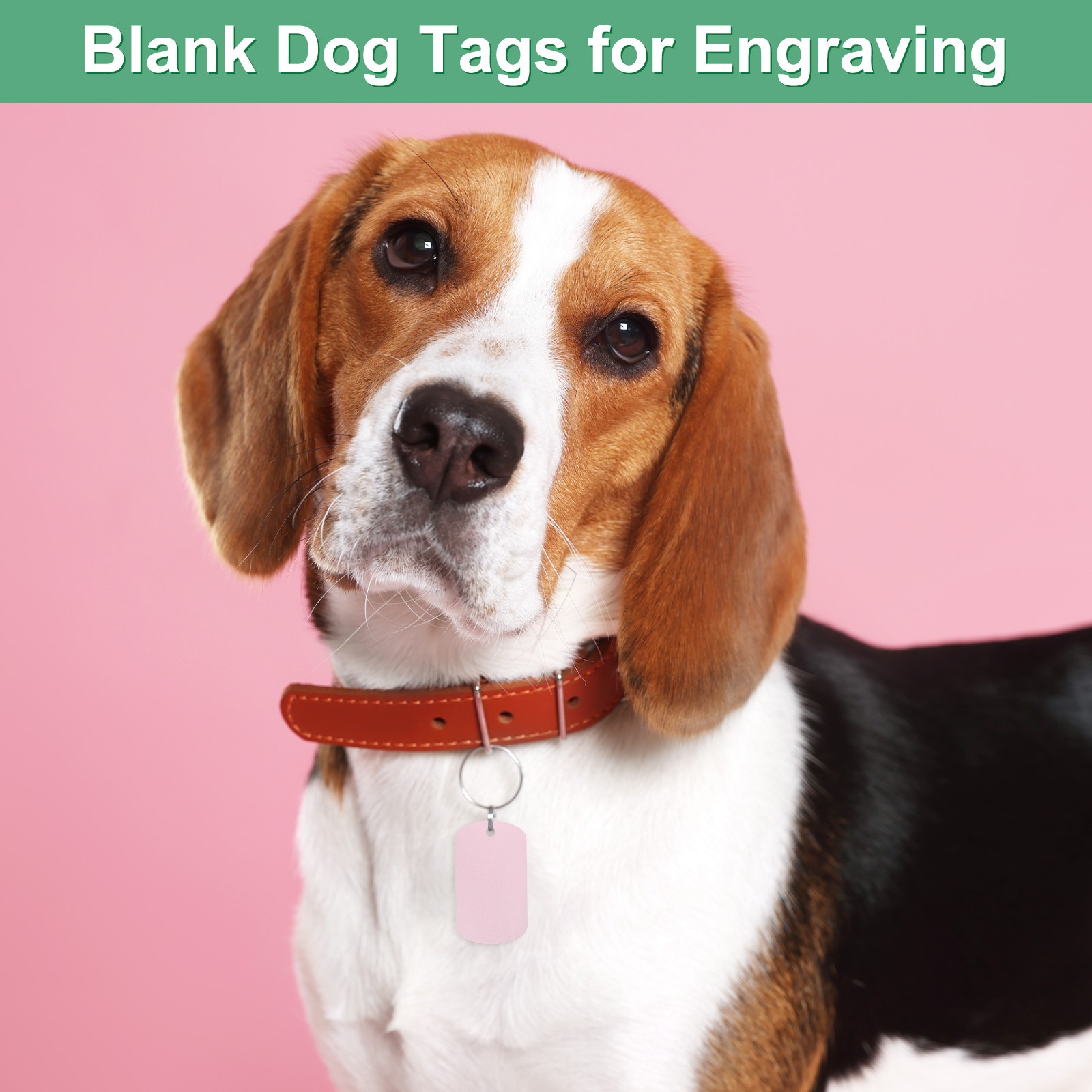 20-Pack 2″ x 1.18″ x 0.04″( L x W x T ) Blank Dog Tags [Pink, 1 Hole]
