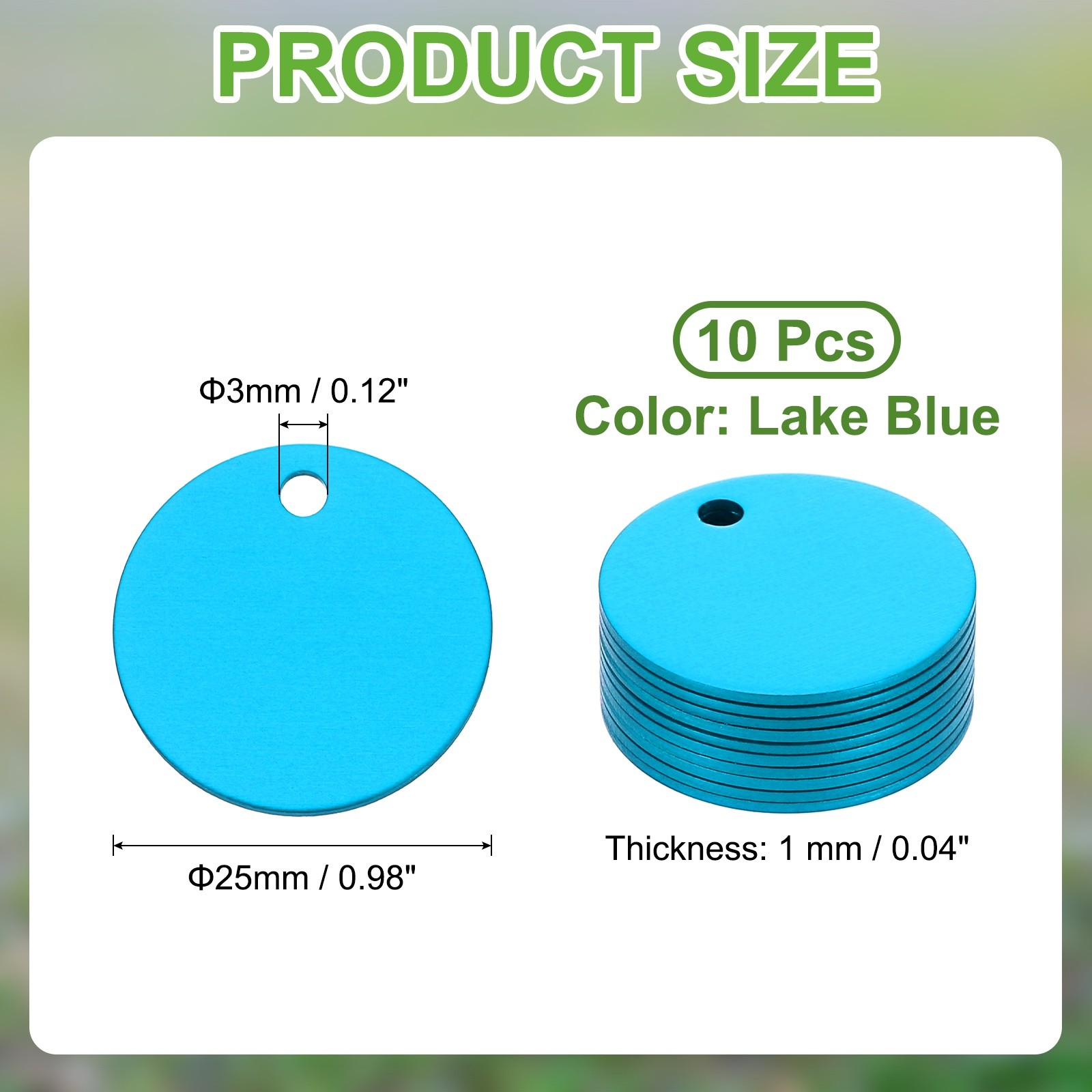 10pcs Dog Pet Tags 25mm Round Aluminum Engraving Blanks Tags, Lake Blue