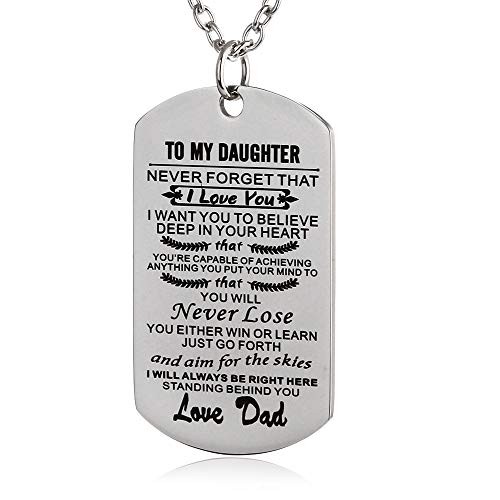 Christian Scripture Religious Dog Tag Never forget dad to daughter