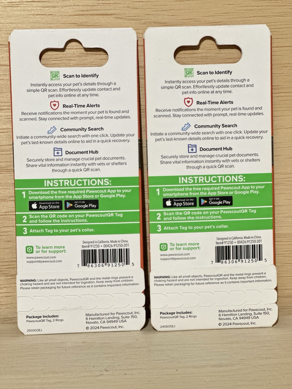 Lot 2-Pawscout QR The Smart Pet Tag Finder for Dogs/Cats Connects To Your Phone