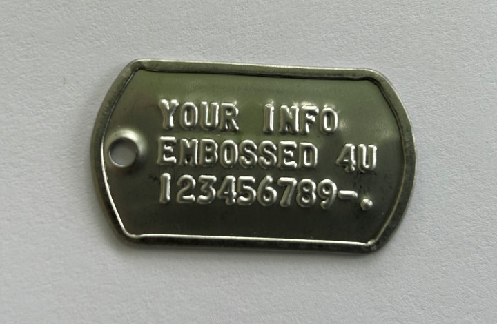 Custom Embossed Pet ID Tag for Dogs and Cats Mini Military Dog Tag Shape