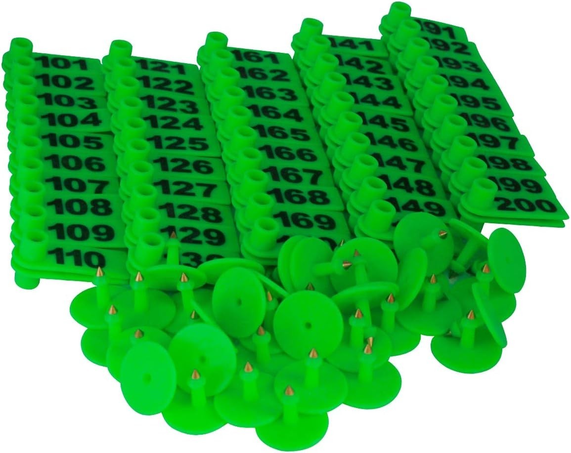 Animal Identification Made Easy – 200 Green Plastic Ear Tags for Small Livestock