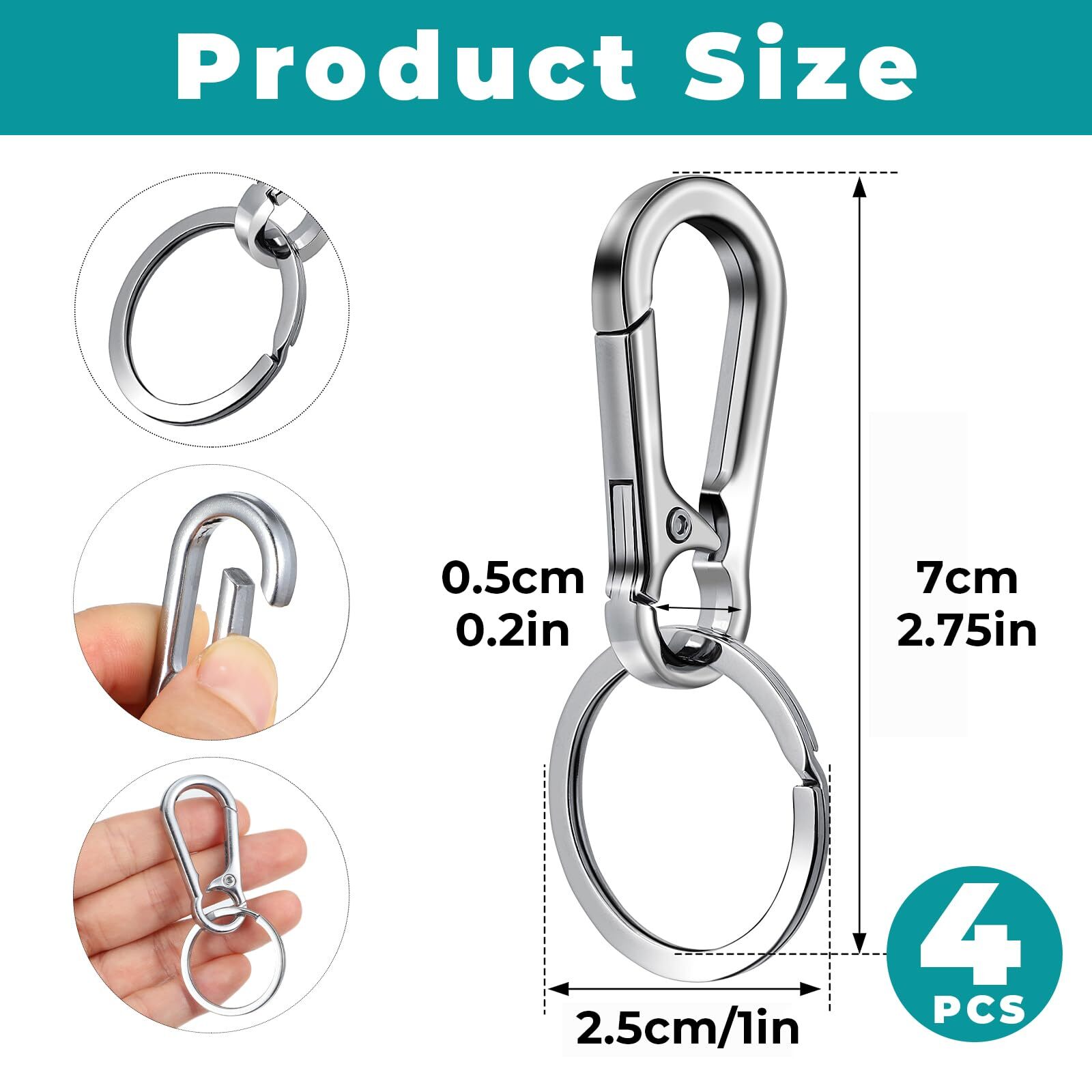 Dog ID Tag Holder with Stainless Steel Ring for Collars, 6 Clips + 18 Rings