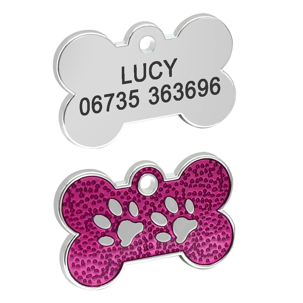 20pcs/lot Glitter Bone Shape Dog Tags Pet ID Collar No Engraving Tags Blank Disc