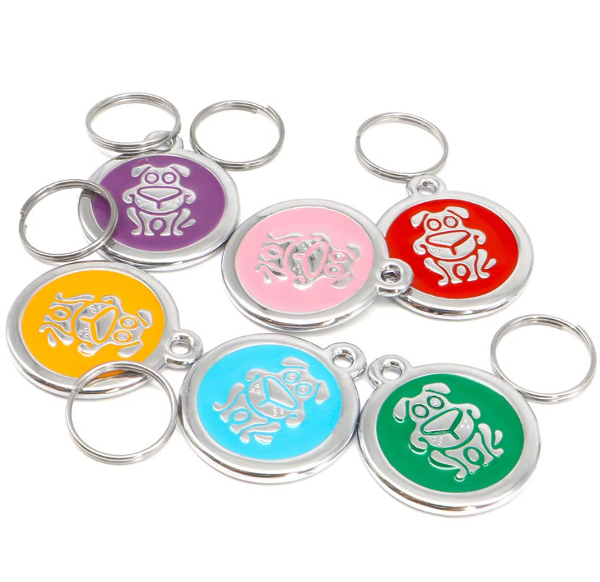 DOG Design Front PET ID Tag Engraved Custom CAT DOG Collar Tag | Ring Include