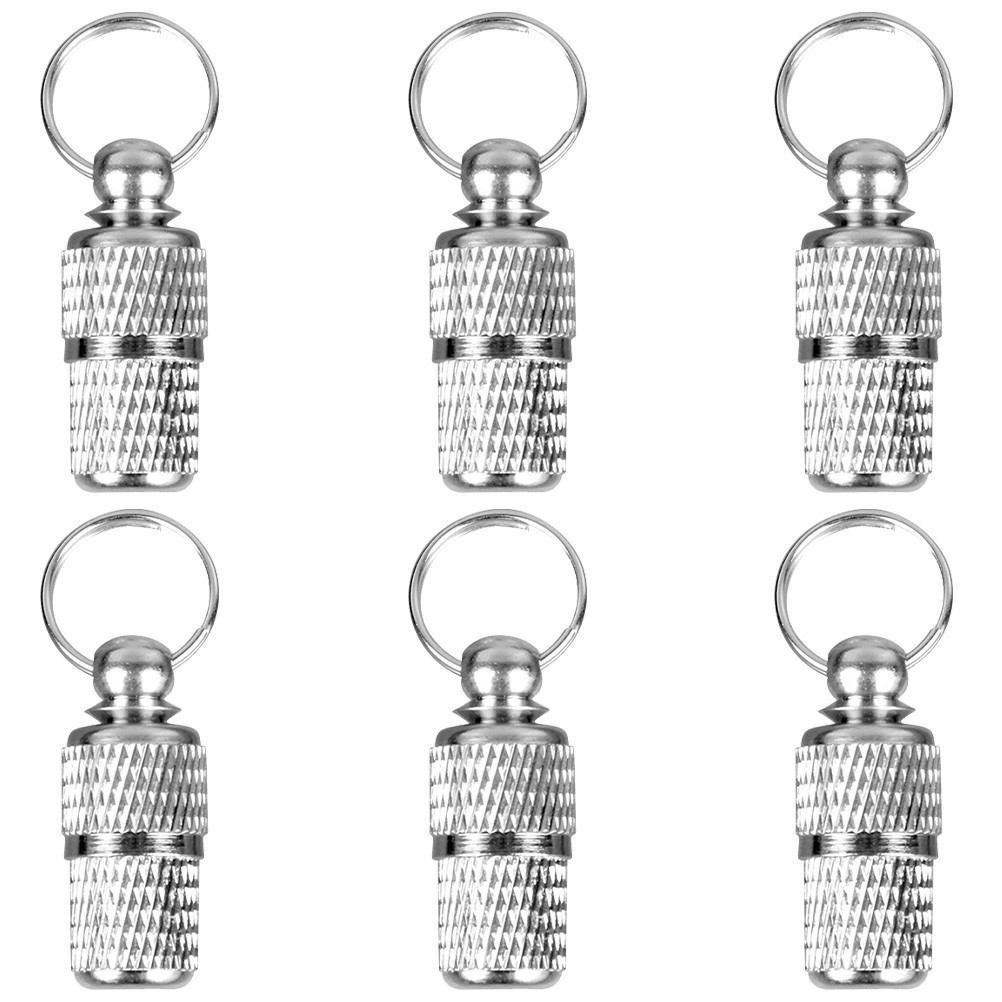 6Pcs Reusable Pet Id Tubes Silver Brass Collar Tags for Dog Cat Safety