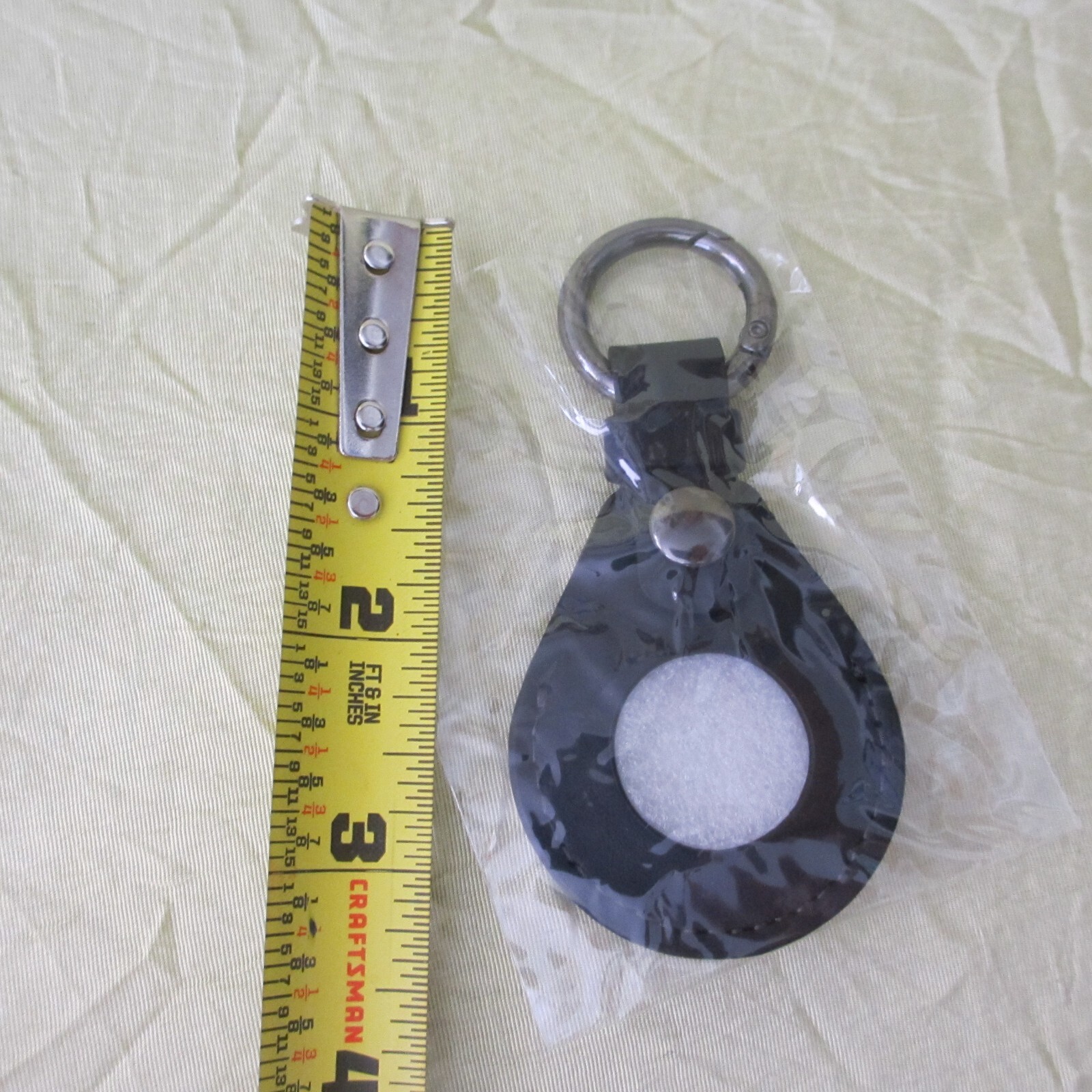 New BLACK ROUND RING hang tag pet finder id CASE clips on collar 2 side window