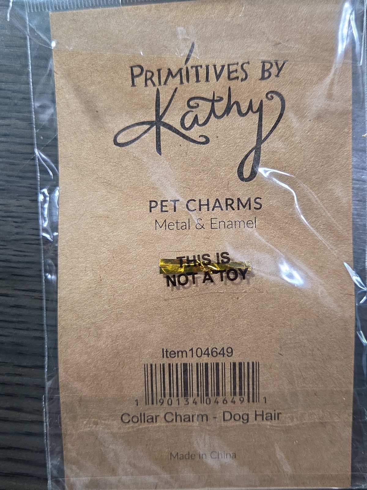 “Dog Hair Don’t Care” enamel pet collar charm by Primitives by Kathy