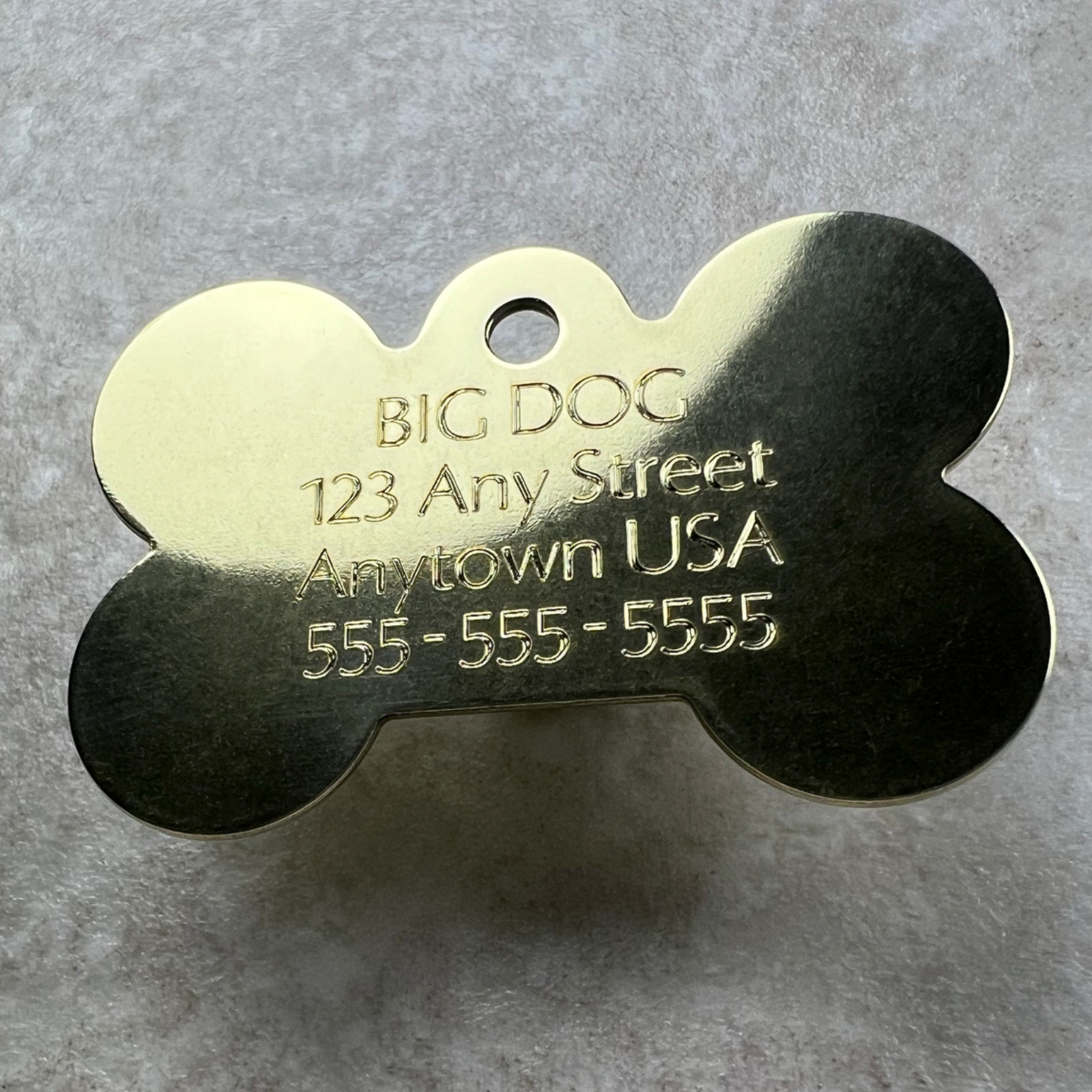 Custom Engraved Dog Tags Personalized Dog Collar Pet Bone Tag BRASS EXTRA LARGE