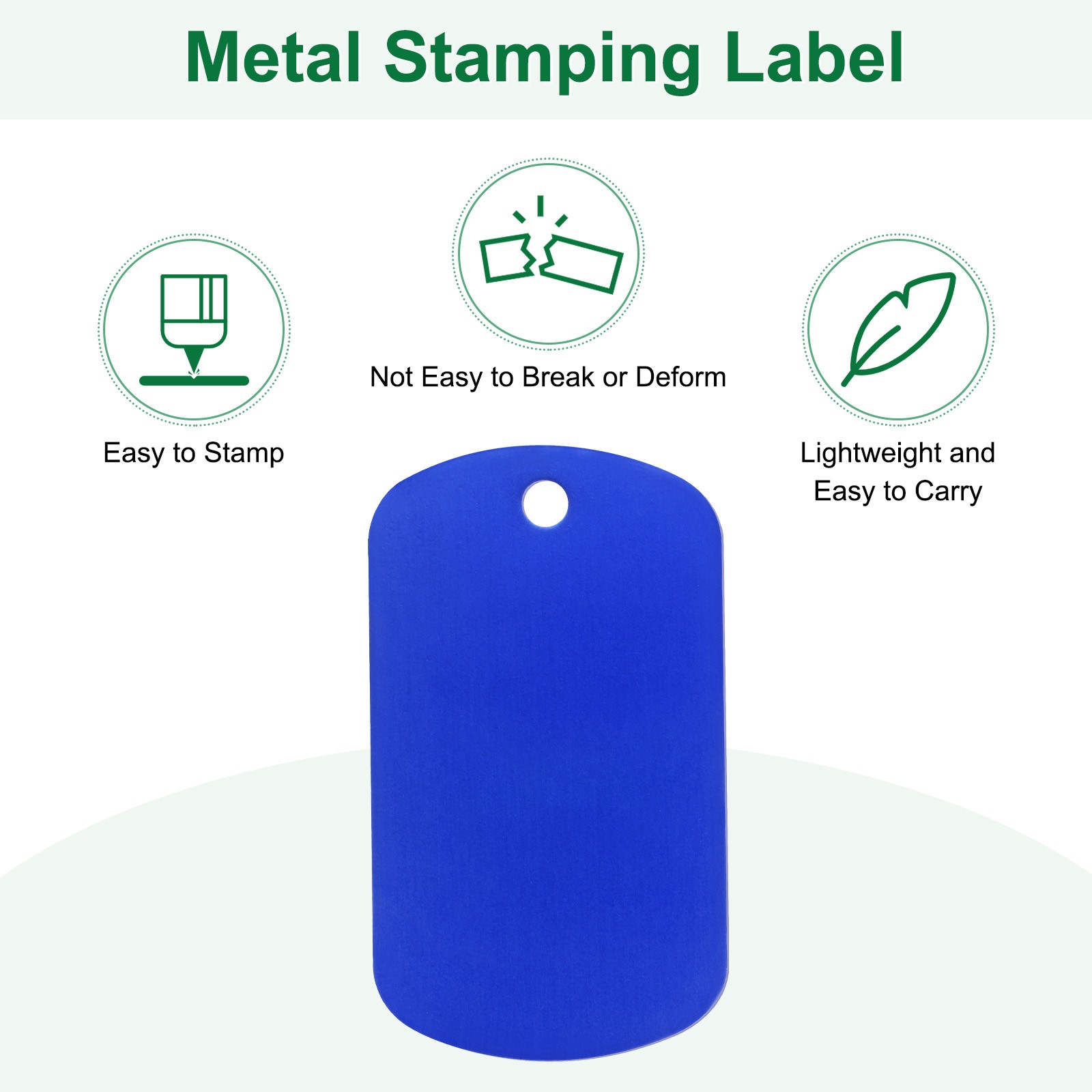 20-Pack 2″ x 1.18″ x 0.04″( L x W x T ) Blank Dog Tags [Blue, 1 Hole]