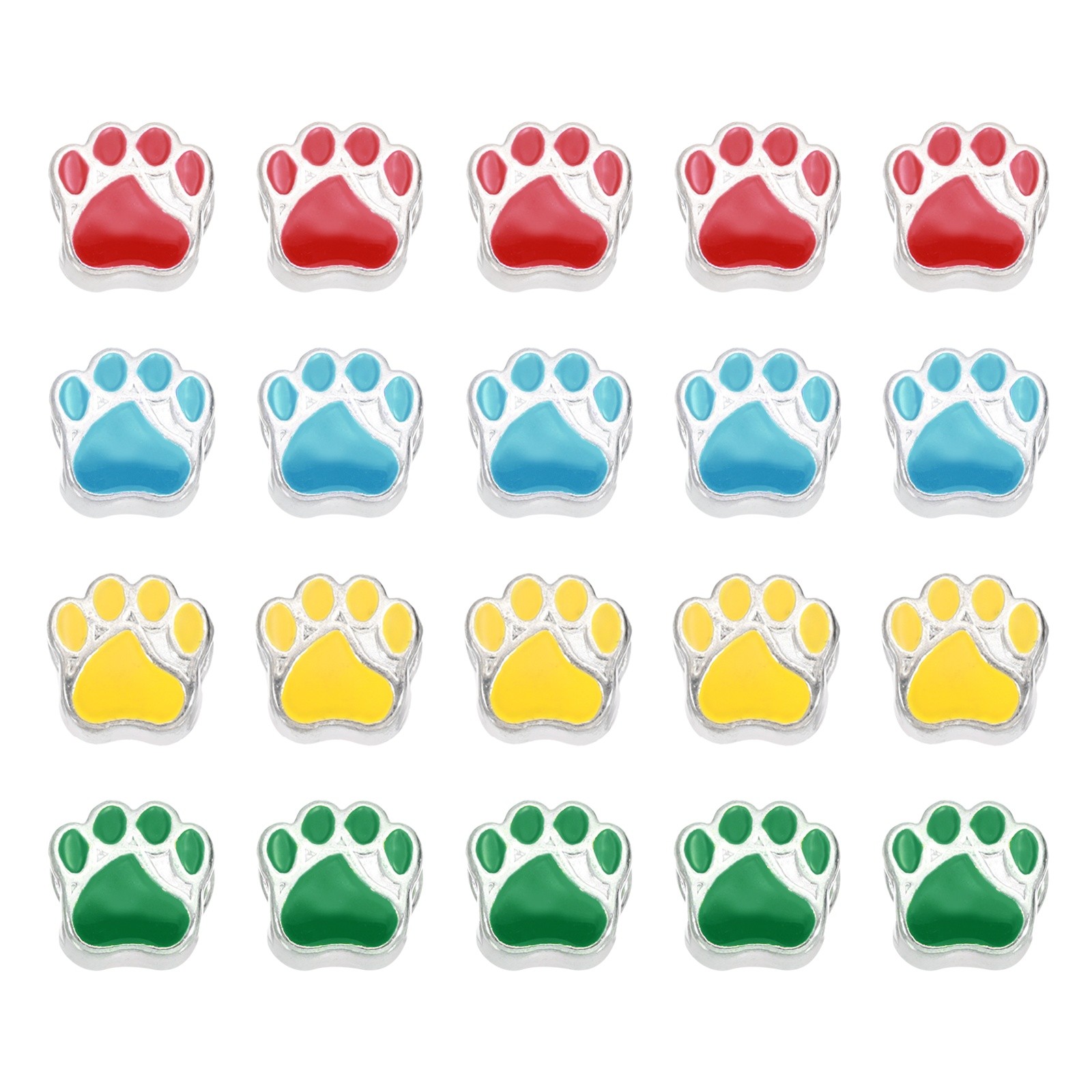 Enamel Beads with Legs, 20Pcs (Red/Green/Yellow/Blue)