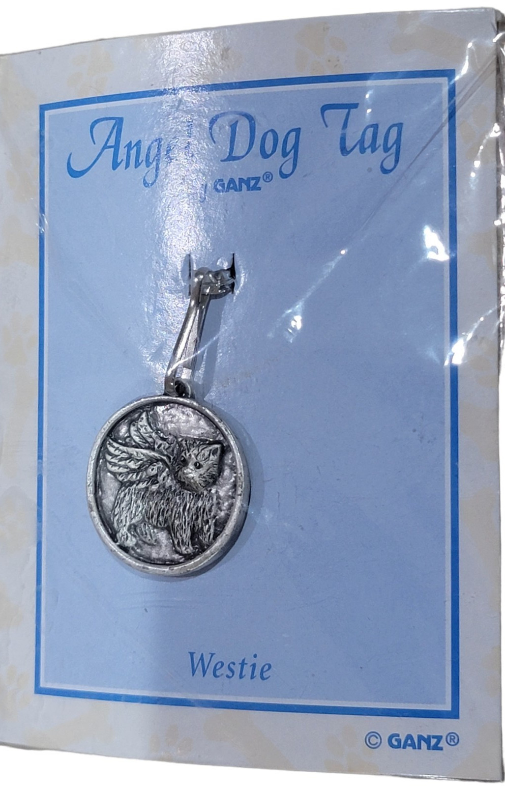 Ganz Westie Angel Dog Tag Winged West Highland Terrier Pewter Tone Charm New
